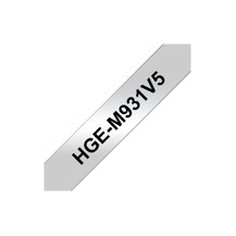 Brother HGE-M931V5 - Svart på silver - Rulle (1,2 cm x 8 m)