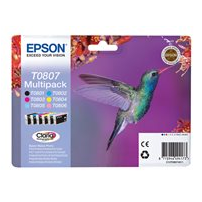 Epson T0807 Multipack - 6-pack - 44.4 ml - svart, gul,