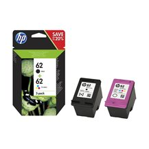 HP 62 - 2-pack - svartfärgad, färg (cyan, magenta, gul) -