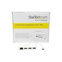 StarTech.com USB-C-hubb med 3 portar och Gigabit Ethernet -