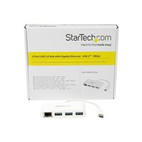 StarTech.com USB-C-hubb med 3 portar och Gigabit Ethernet -