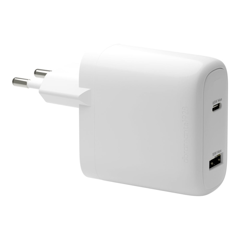 dbramante1928 re-charge - Strömadapter - 65 Watt - 2 utdatakontakter (24 pin USB-C, USB) - vit - Europa