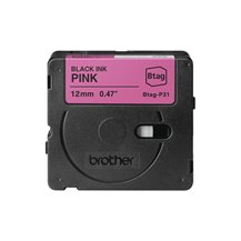 Brother BTAG-P31 - Svart på rosa - Rulle (1,2 cm x 4 m) 1